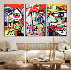 Picasso Style Art Abstract Canvas Wall Art Print , Colorful