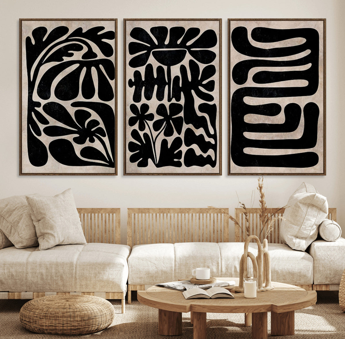 Canvas Print Wall Art Abstract Art Boho, Framed Boho Art