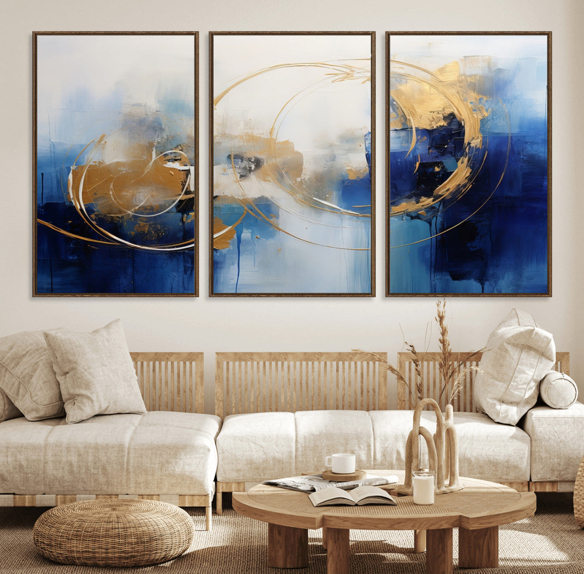 Navy Blue Abstract Wall Art Canvas Print