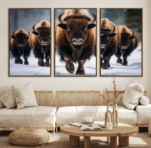 Buffalo Wall Art Canvas Print, American Bison Herd Wall Art