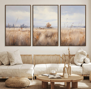 Golden Fields Wall Art Print Canvas – Serene Landscape of