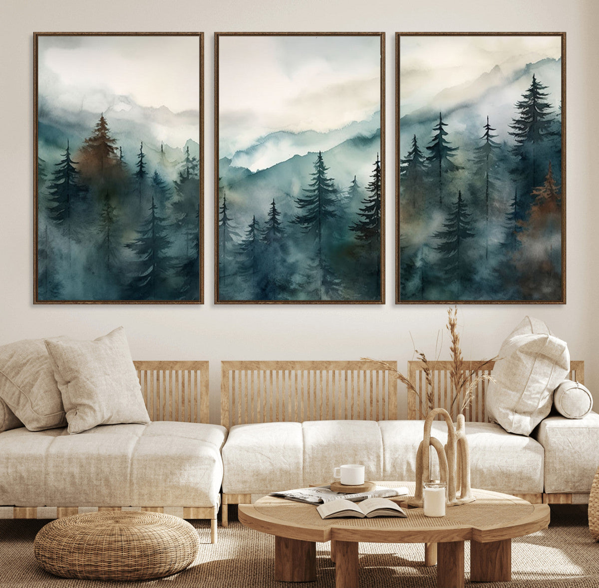 Serenity Forest Wall Art Canvas | Foggy Mountain Landscape