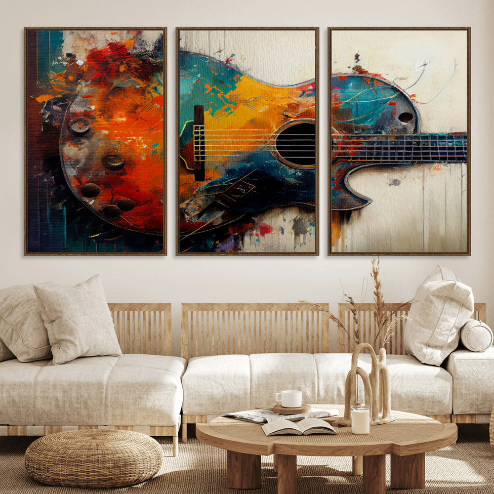 Abstract Guitar Wall Art Canvas | Vibrant Music-Inspired Art