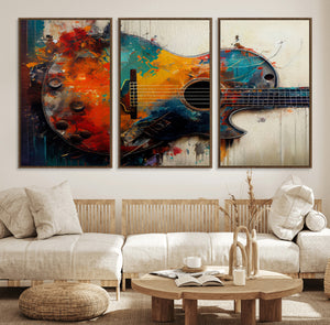 Abstract Guitar Wall Art Canvas | Vibrant Music-Inspired Art