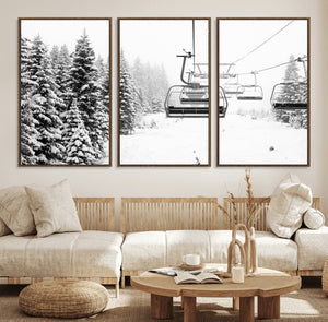 Ski Wall Art - Ski Lift Wall Art Canvas Print Snow Covered