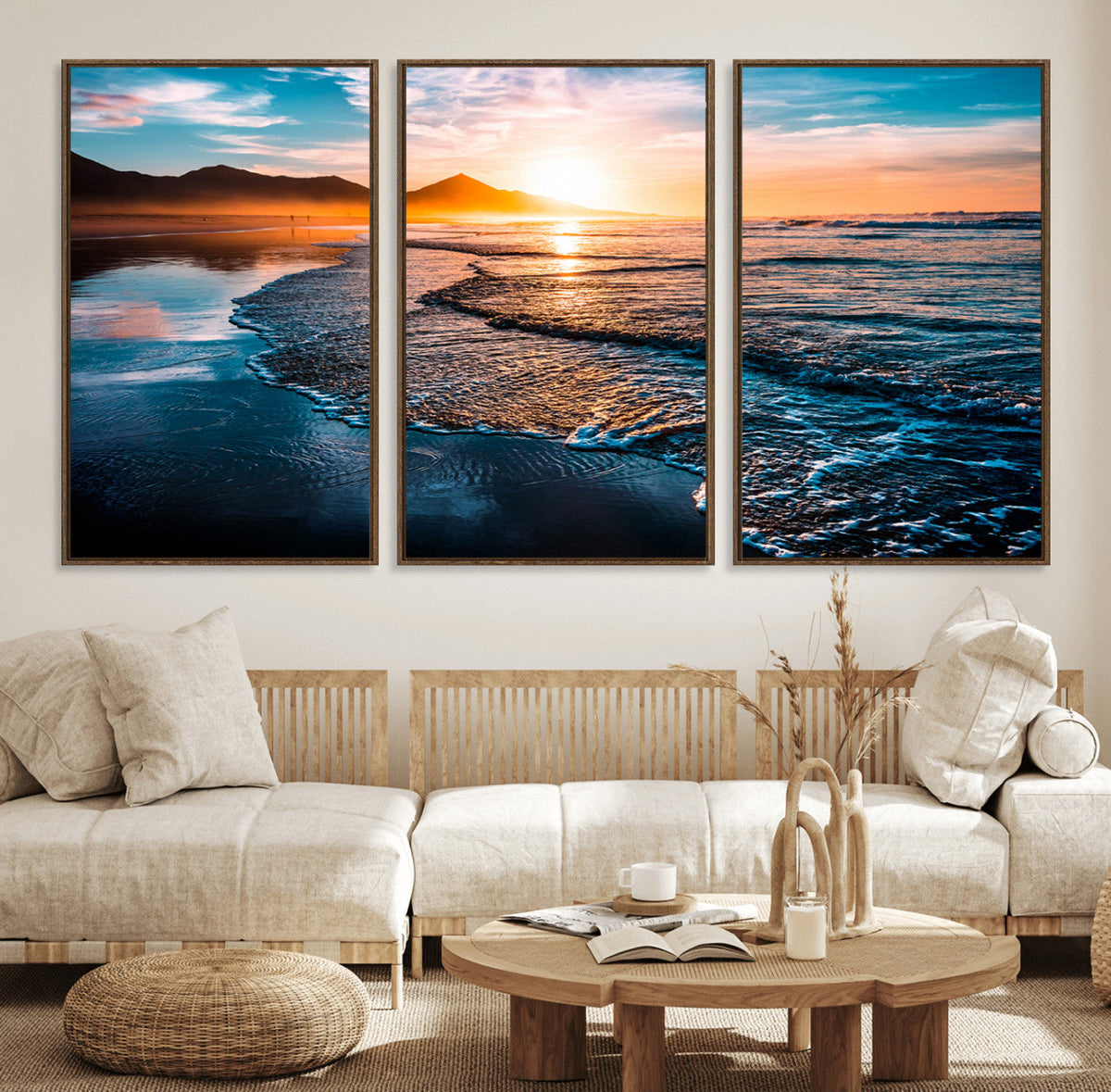 Sunset Beach Ocean Canvas Wall Art – Tranquil Ocean