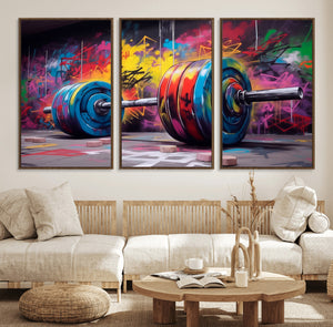 Abstract Graffiti Barbell Canvas Wall Art – Urban Fitness
