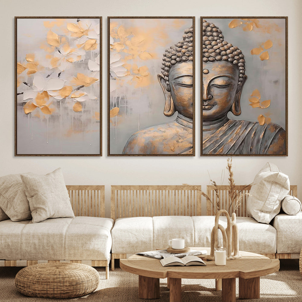 Abstract Buddha Statue Wall Art Canvas Print - Modern
