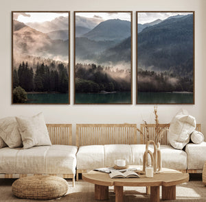 Foggy Mountain Canvas Print Forest Wall Art