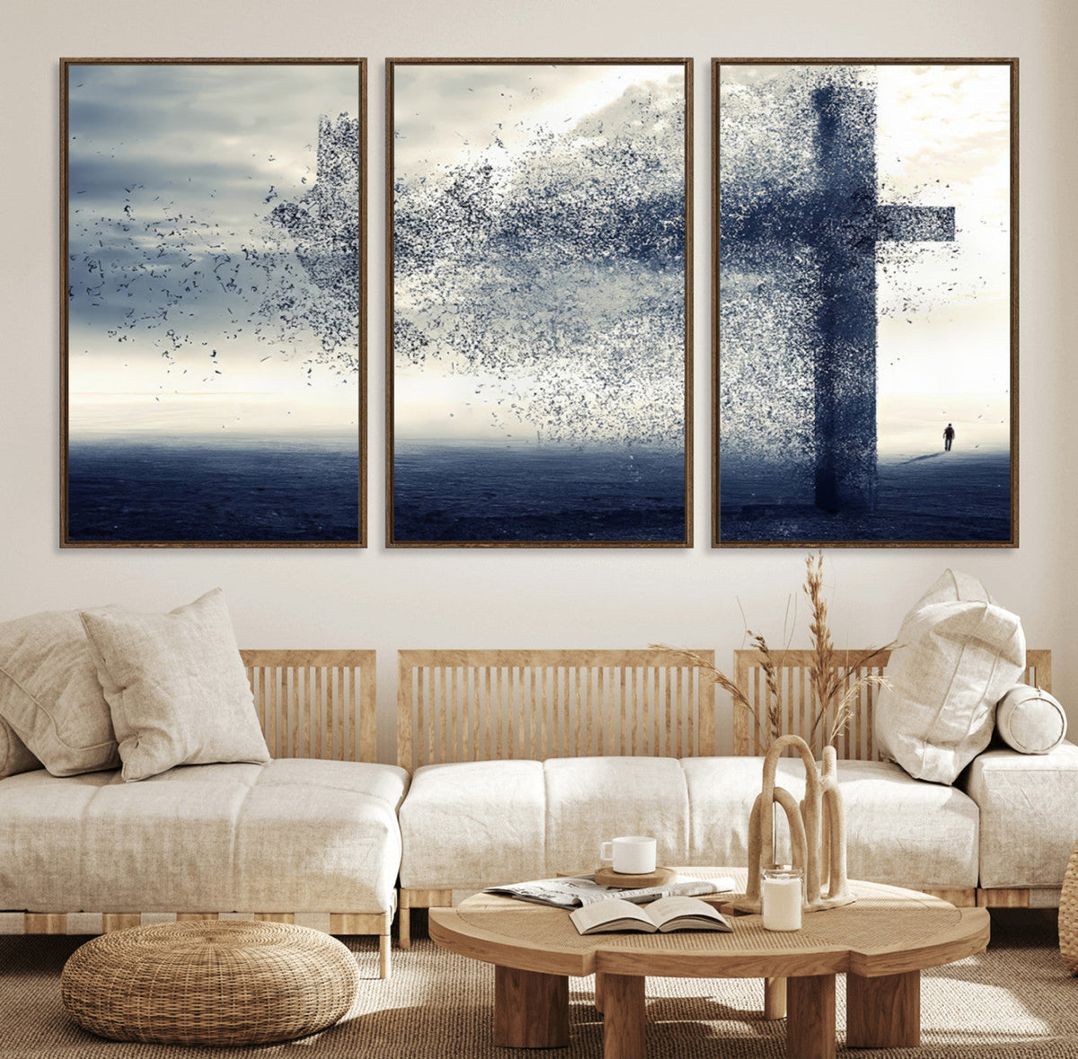 Jesus and the Fading Cross Wall Art Print – Symbol of Faith,