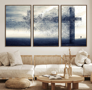 Jesus and the Fading Cross Wall Art Print – Symbol of Faith,