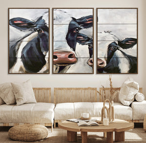 Vintage Baby and Mom Cattle Wall Art Canvas Print
