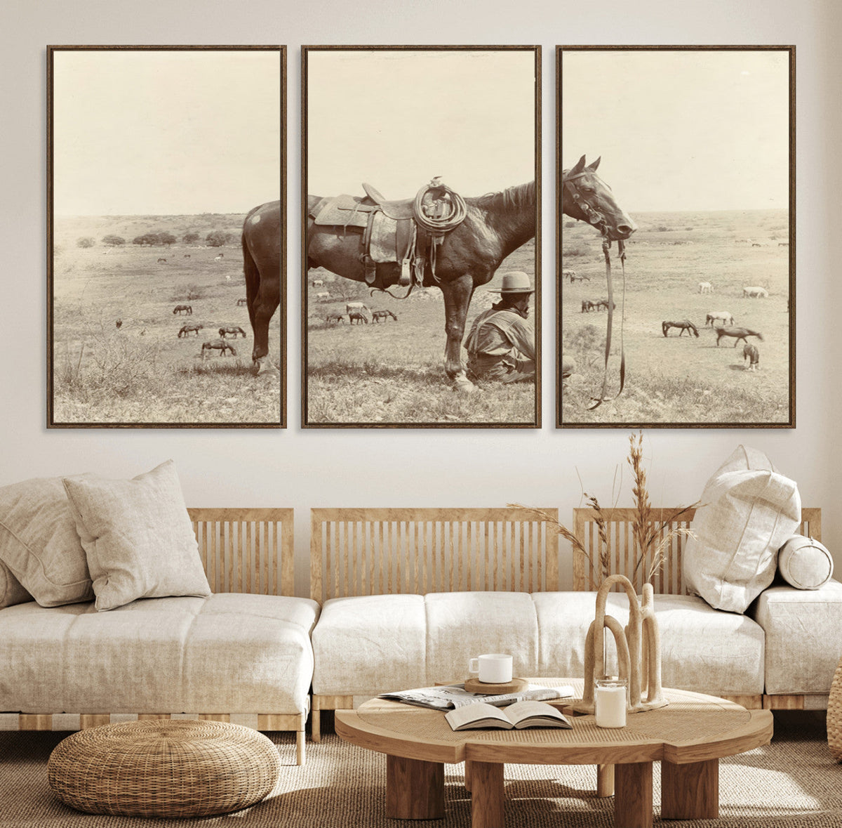 Cowboy Wall Art - Western Horse Canvas Print - Vintage
