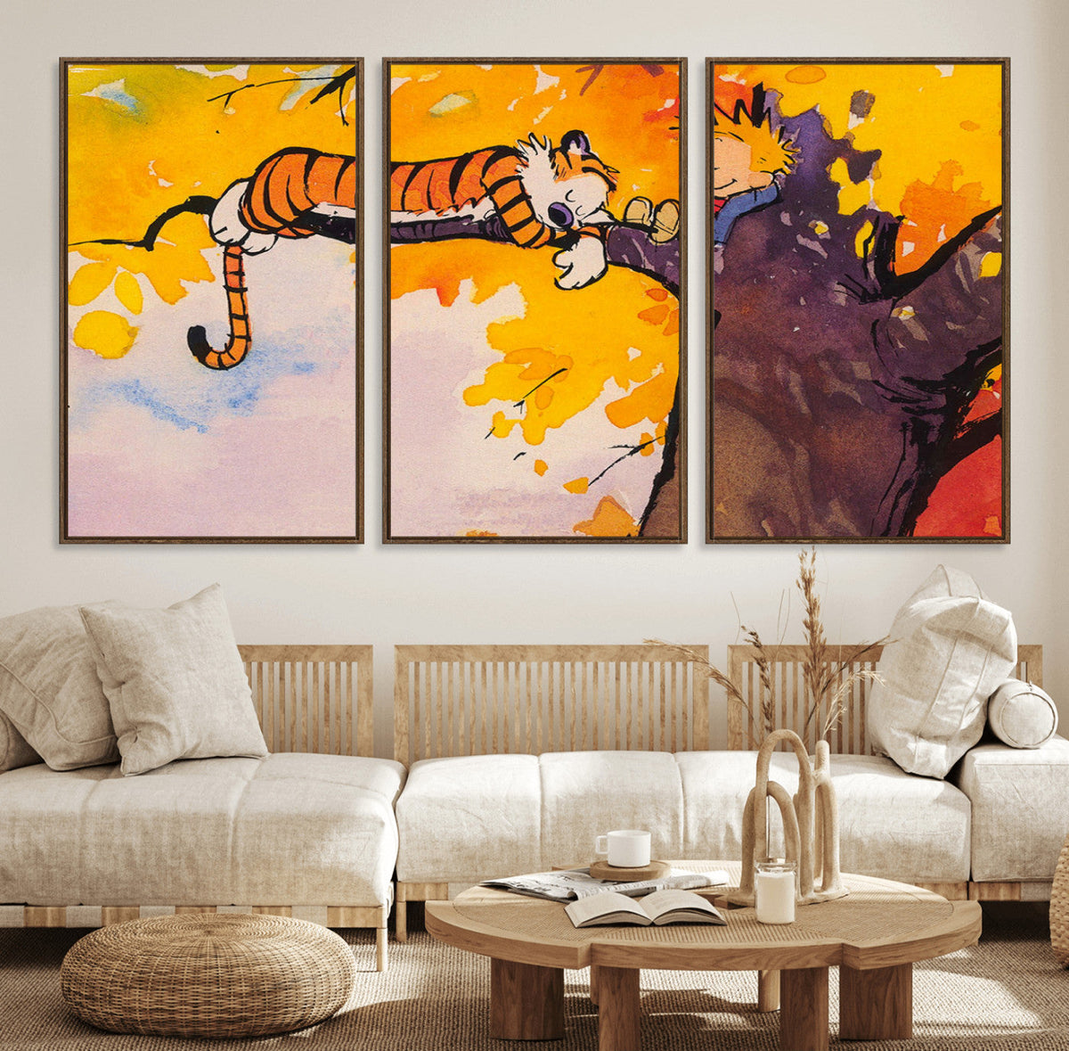 Calvin and Hobbes Tree Scene Canvas Print | 3 Panel Large