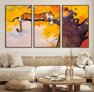Calvin and Hobbes Tree Scene Canvas Print | 3 Panel Large