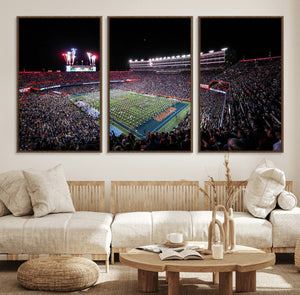 Ben Hill Griffin Stadium Night Game Triple Canvas Wall Art -