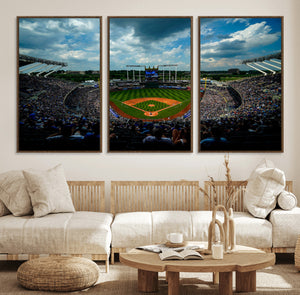 3-Panel Kauffman Stadium Wall Art Print | Large Kansas City