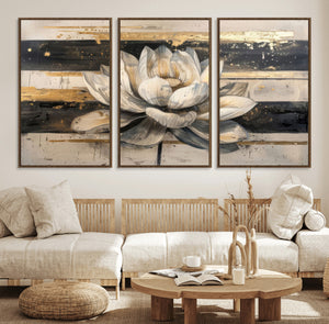 Lotus Flower Wall Art – Framed Abstract Floral Canvas