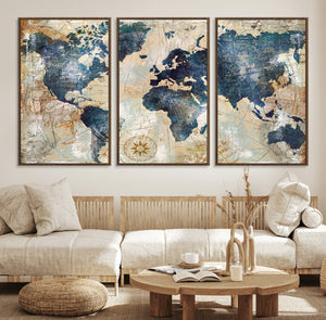 World Map Canvas Print – Framed Wall Art for Couples,