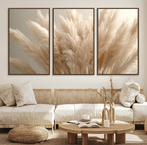 Pampas Grass Canvas Wall Art - Elegant Neutral Decor for