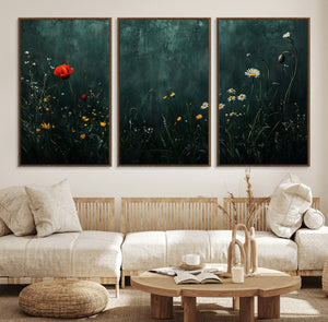 Wildflower Field Framed Wall Art, Vintage Botanical