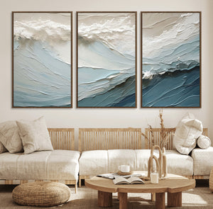 Waves Abstract Wall Art Print, Modern Framed Abstract Canvas