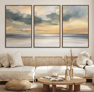 Modern Coastal Artwork with Vibrant Abstract Ocean Waves
