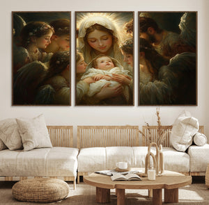 Mary Jesus Canvas Wall Art Print - Madonna and Child with