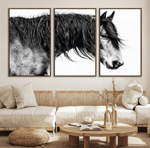 Black Horse Wall Art Canvas Print – Elegant Farmhouse Decor