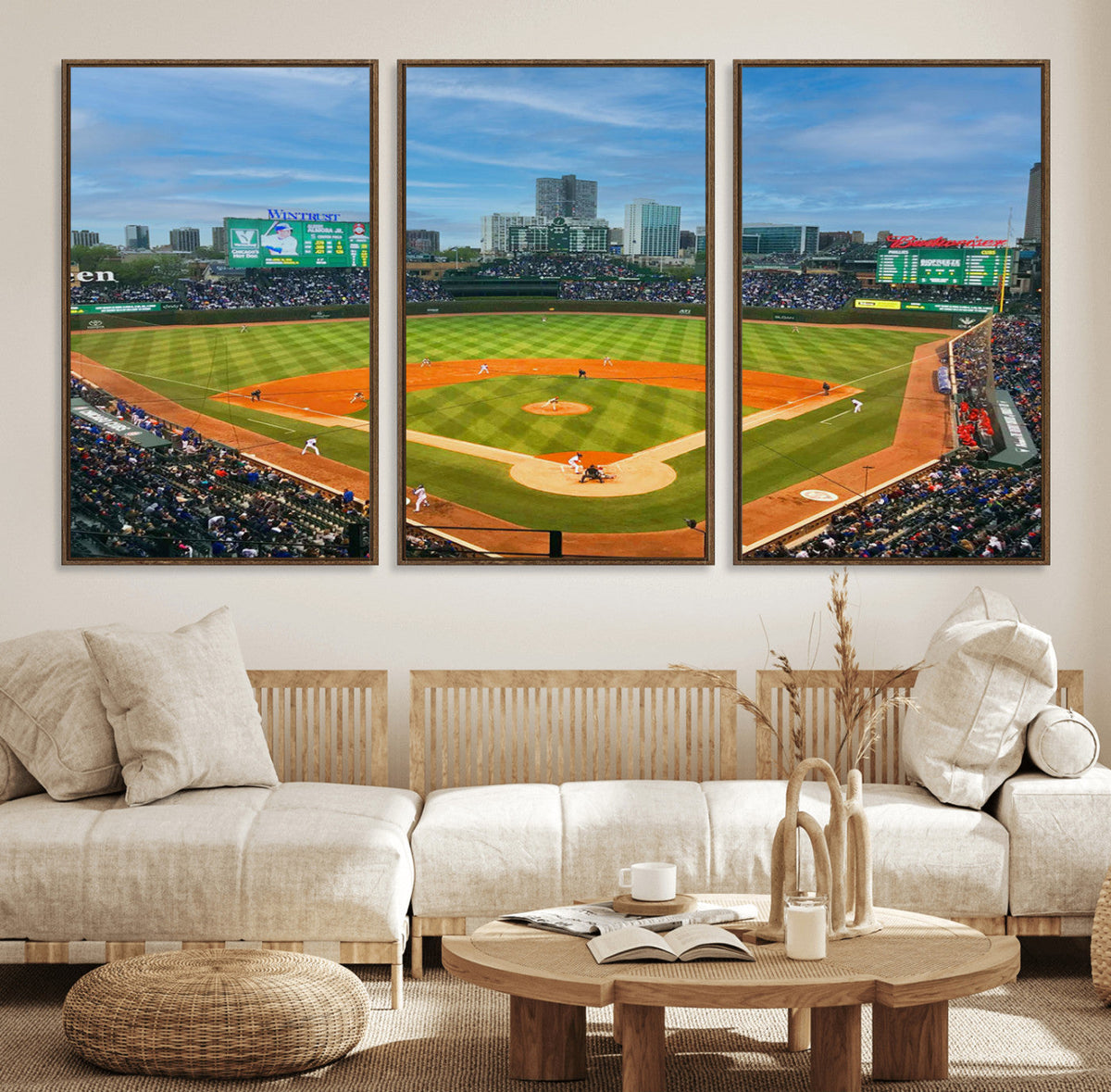 Wrigley Field Chicago Cubs Panoramic Canvas Print –