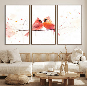 Cardinal Bird Canvas Wall Art - Male and Female Cardinal