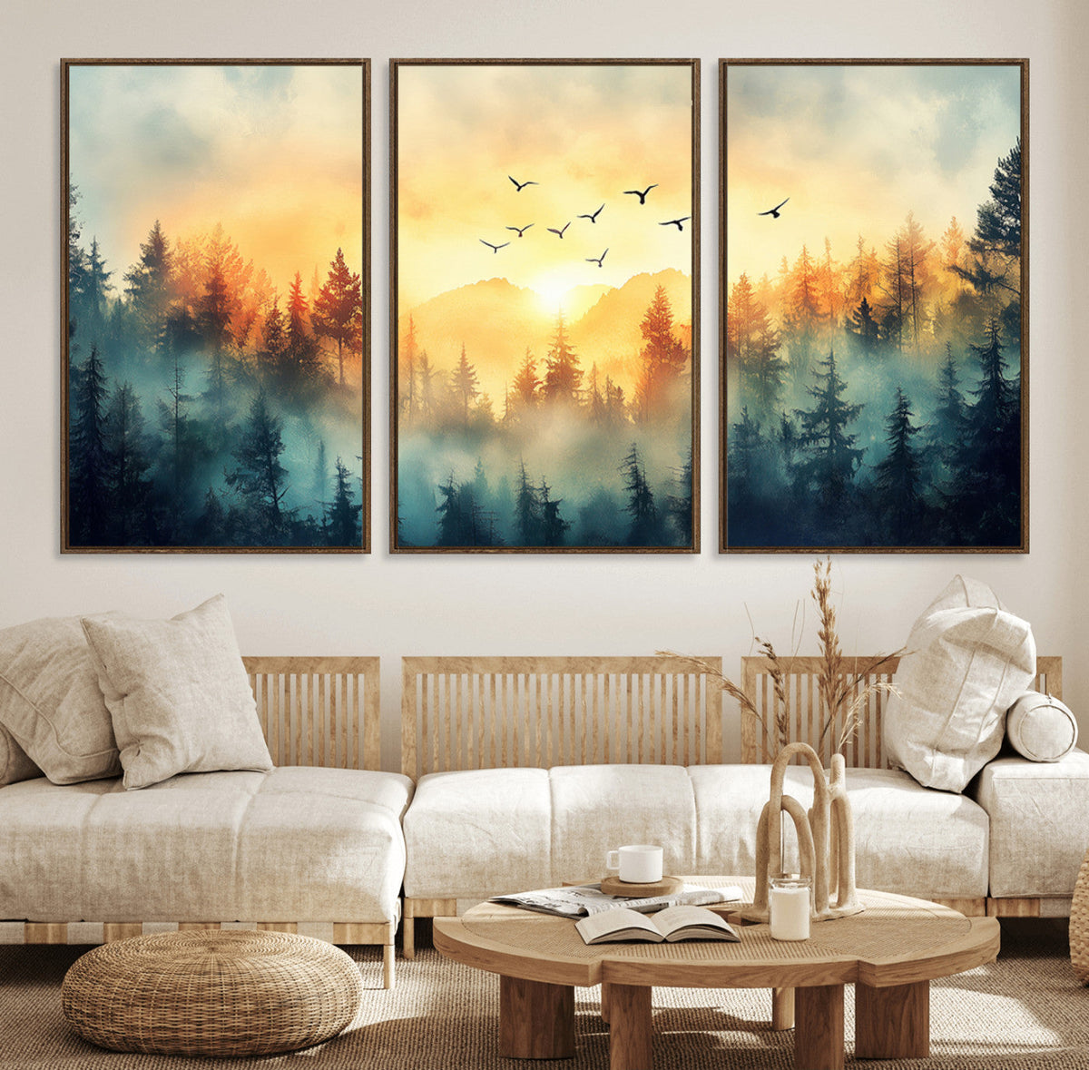 Abstract Forest Wall Art Print- Serene Nature Canvas Print