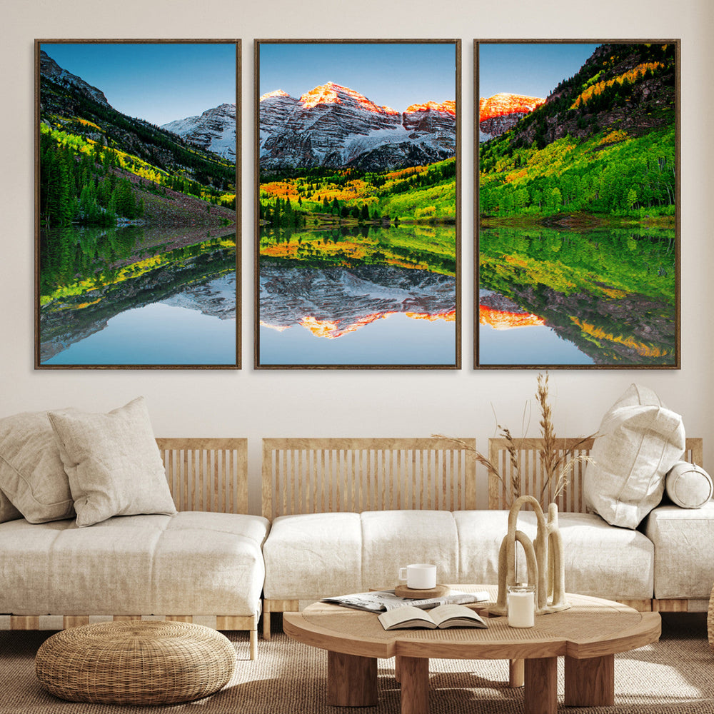 Majestic Snow-Capped Peaks Wall Art Canvas Print, Vibrant