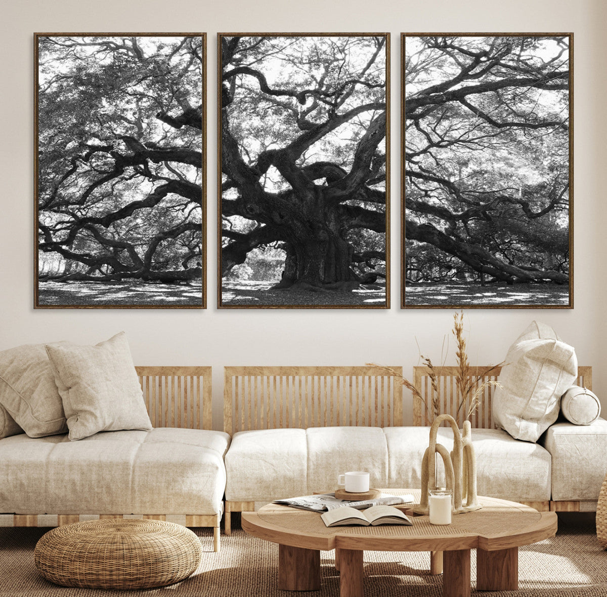 Ancient Oak Wall Art Canvas Print, Majestic Twisted Branches