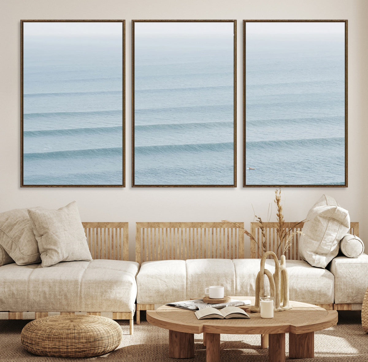 Ocean Waves Wall Art Canvas Print – Framed Solo Surfer Wave