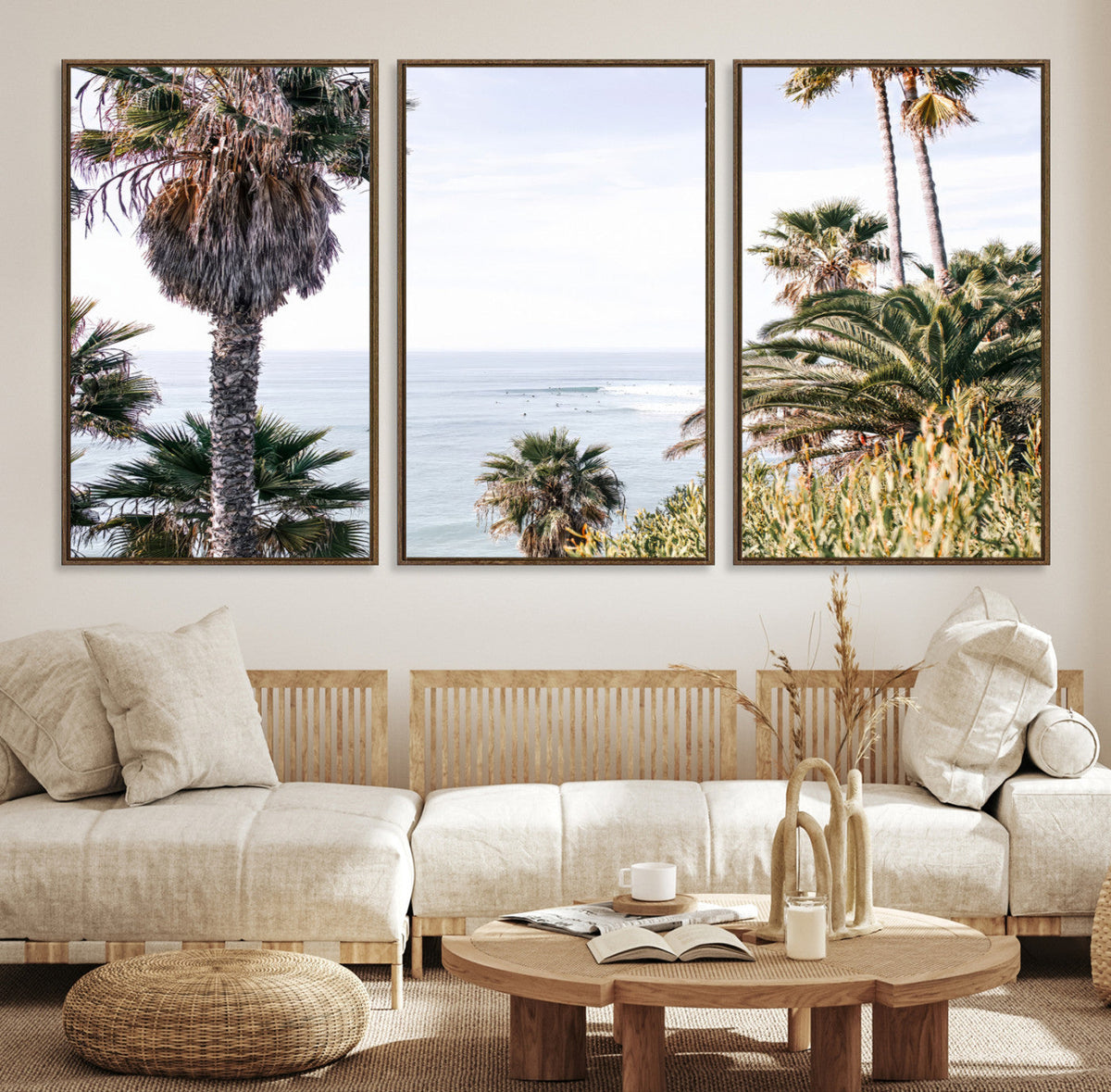 Coastal Palm Trees Wall Art Canvas Print – Framed Ocean