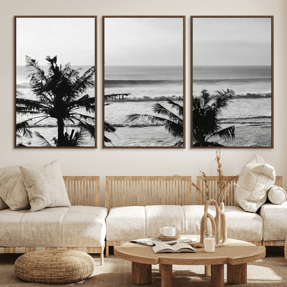 Tropical Coastline Wall Art Canvas Print – Framed Palm Trees