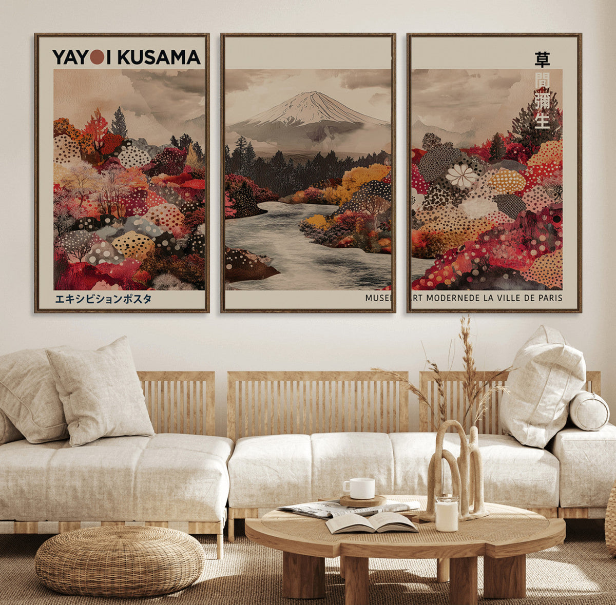 Modern Japanese Wall Art Canvas Print – Framed Abstract