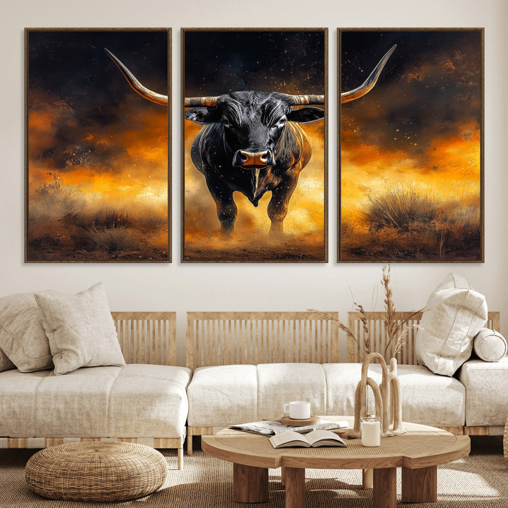 Longhorn Canvas Wall Art Canvas Print – Framed Bold Bull