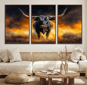 Longhorn Canvas Wall Art Canvas Print – Framed Bold Bull