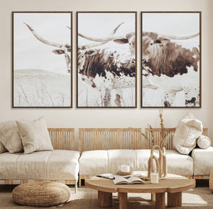 Longhorn Wall Art Canvas Print – Framed Western Cow Rustic