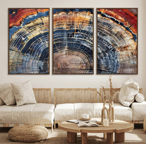 Tree Rings Wall Art Canvas Print – Framed Wood Art Picture