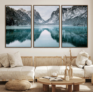 Mountain Lake Wall Art Canvas Print – Framed Toblacher See