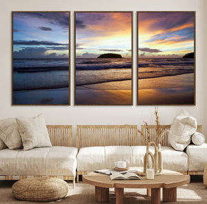 Beach Sunset Wall Art Canvas Print – Tropical Ocean Waves