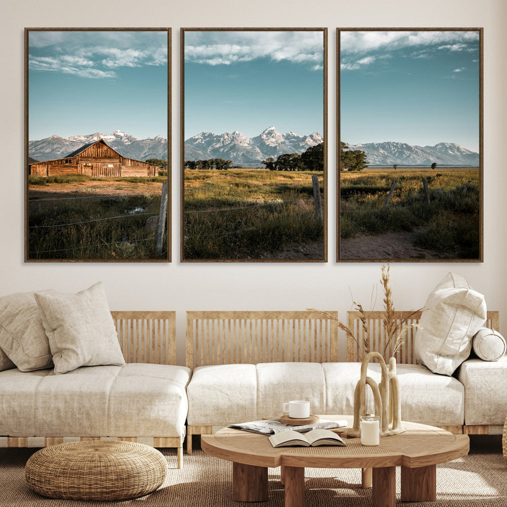 Rustic Farmhouse Wall Art Canvas Print – Teton Range Mormon