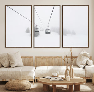 Ski Lift Wall Art Canvas Print – Snowy Alpine Landscape
