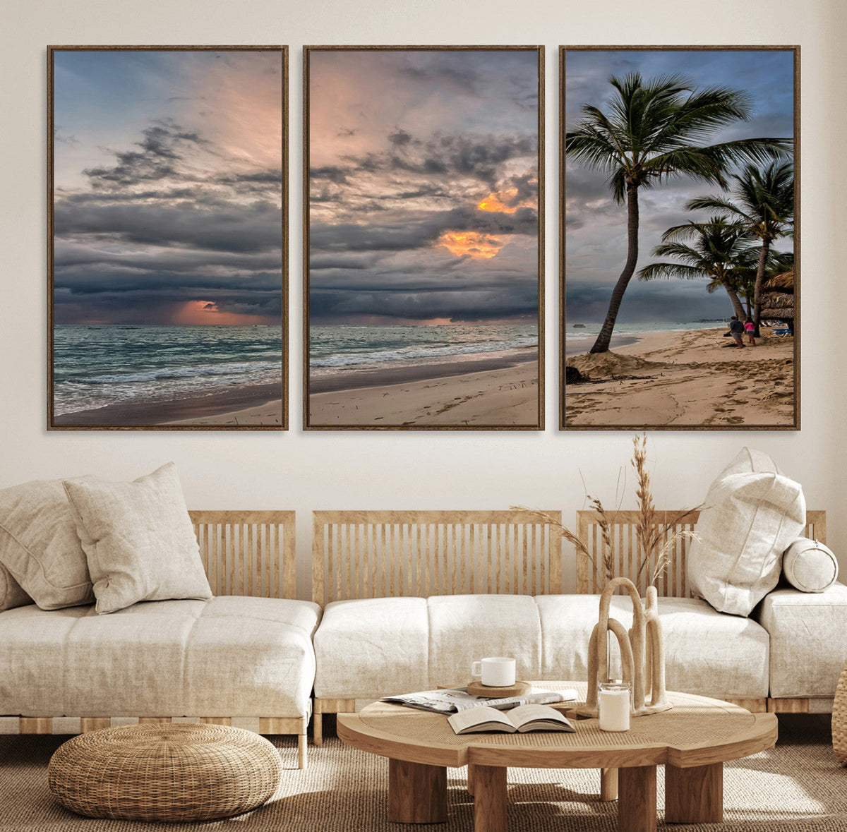 Tropical Storm Wall Art Canvas Print – Framed Moody Beach