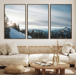 Snowy Mountain Wall Art Canvas Print – Frosty Peaks Alpine