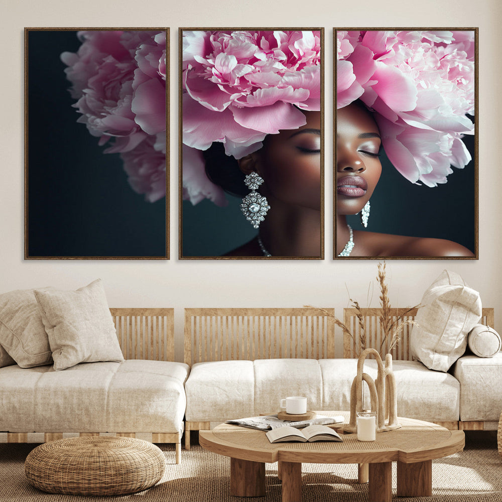 Black Beauty Petal Crown Wall Art Canvas Print – Floral