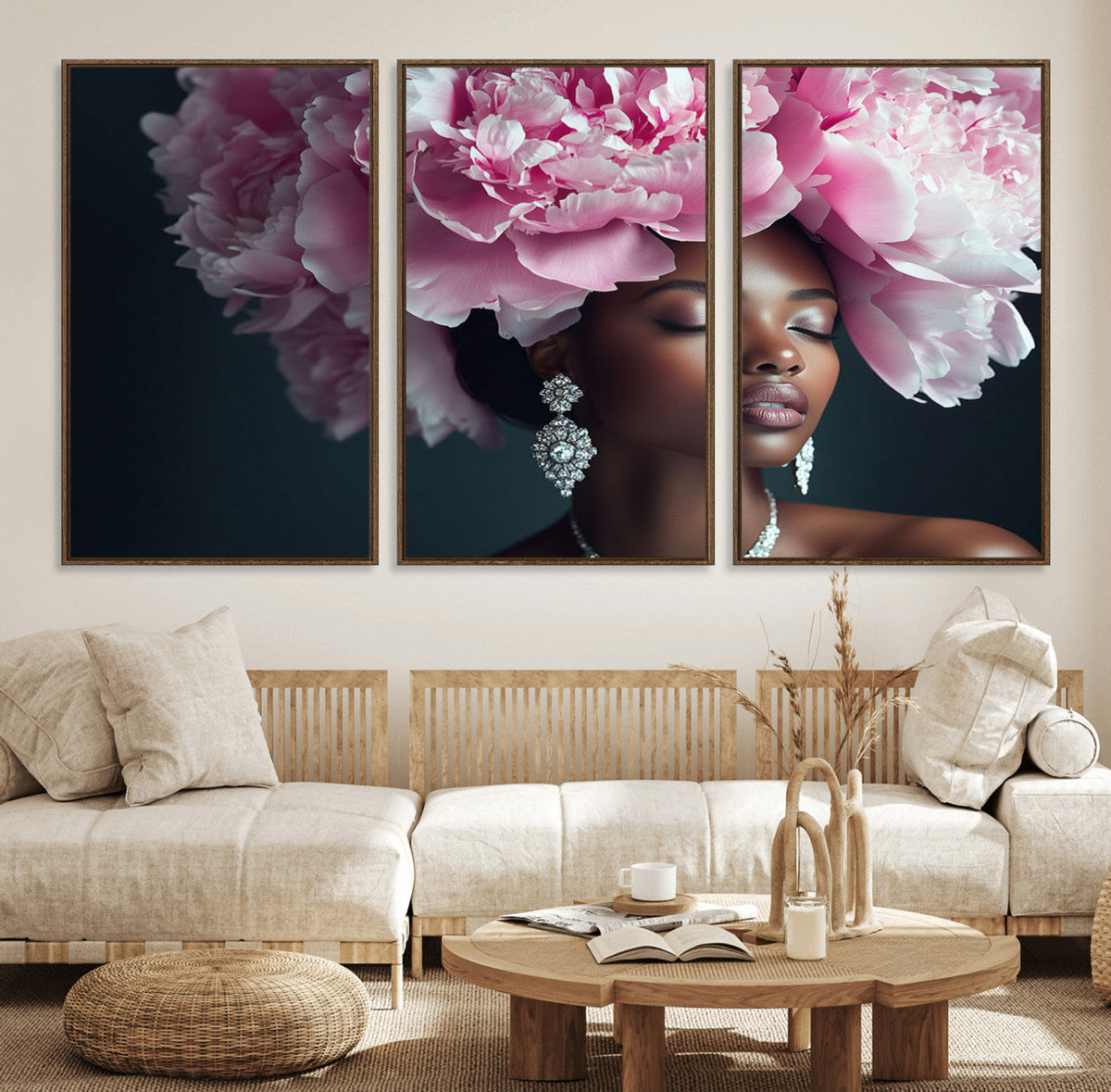 Black Beauty Petal Crown Wall Art Canvas Print – Floral